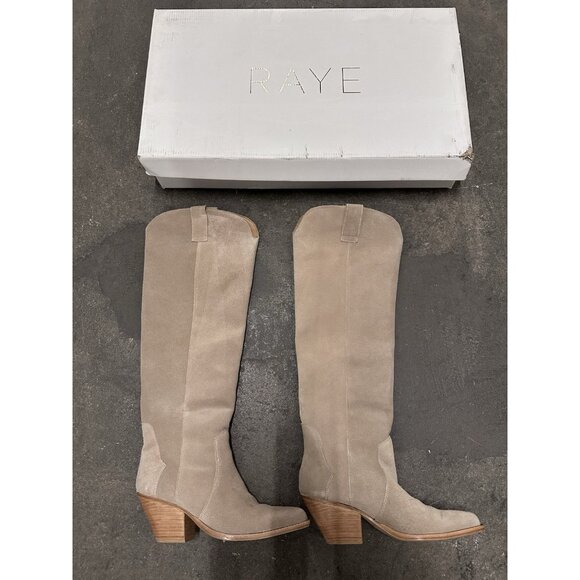 RAYE Samara Boots Taupe Beige Suede Western Cowboy